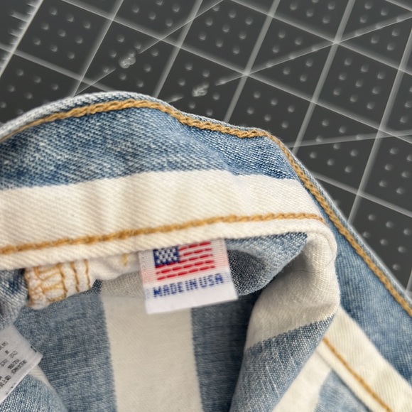 American Apparel Blue and White Denim Side-Zip and Button Circle Skirt - Picture 6 of 7